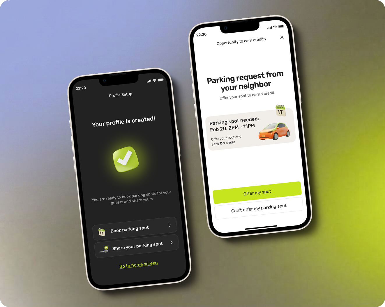 ParQlet resident app screens