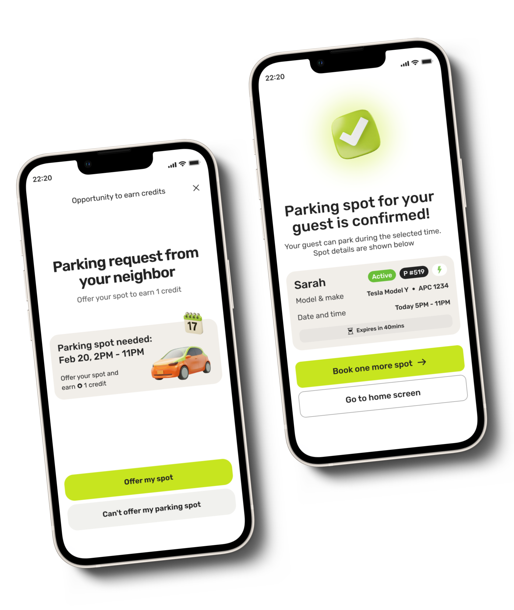ParQlet resident app screens